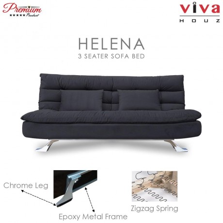 Viva Houz Helena 3 Seater Sofa Bed / Sofa, Full Fabric Removable Cover (Dark Grey)