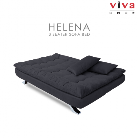 Viva Houz Helena 3 Seater Sofa Bed / Sofa, Full Fabric Removable Cover (Dark Grey)